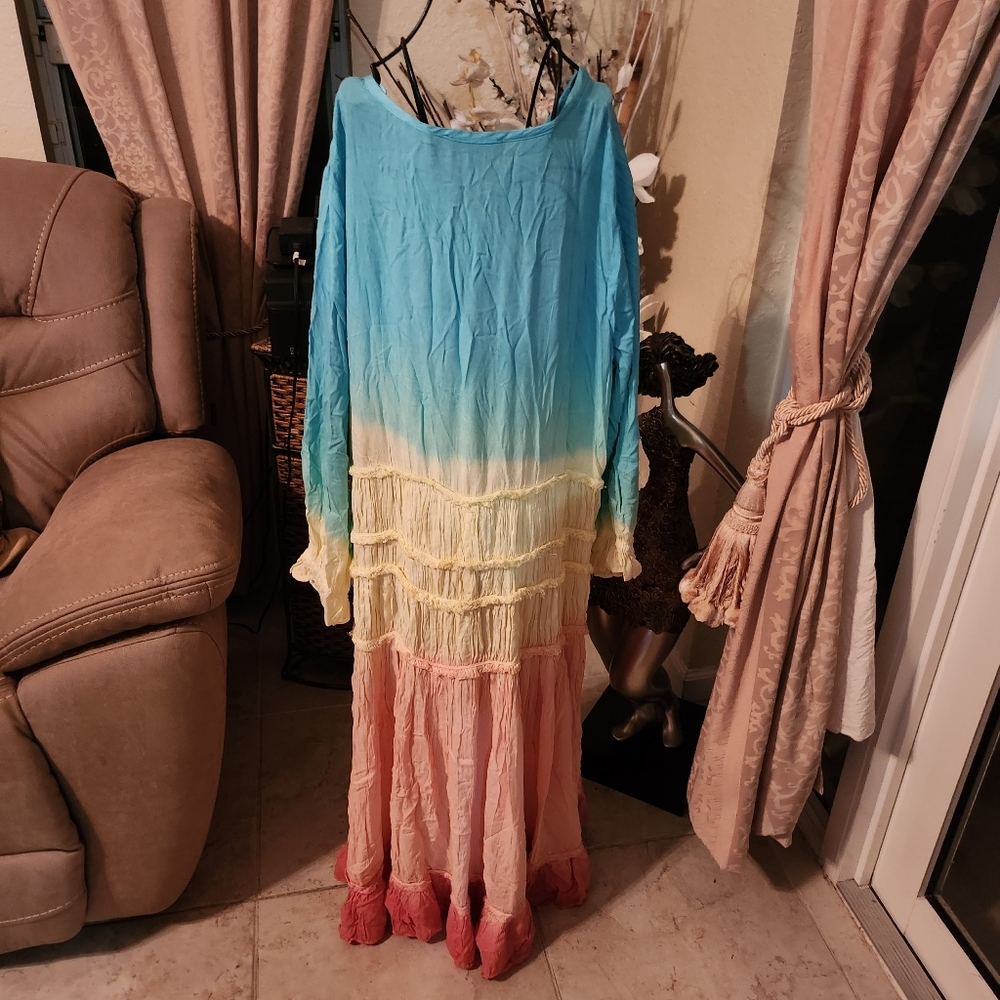 Philosophy Boho Multicolor Tiered Midi Dress size 1X NEW - Picture 6 of 6